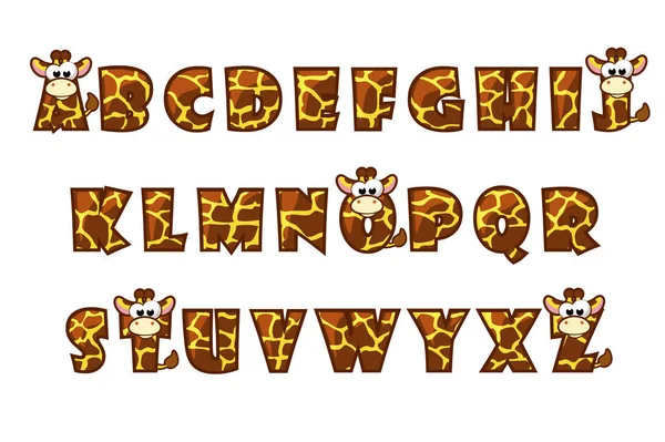 Cartoon Giraffe font Lettering. Serie alfabeto — Vettoriale Stock