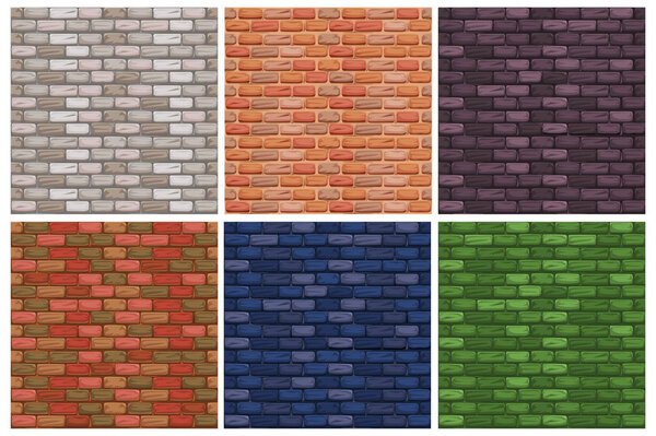 seamless texture, different color stone Brick wall