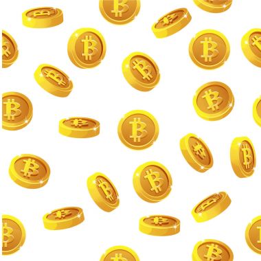 Dönme Bitcoin seamless modeli paraları. Dijital Internet para, vektör arka plan