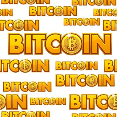 Bitcoin işareti ile izole Logo Bitcoin illüstrasyon Dikişsiz desen arka plan altın altın