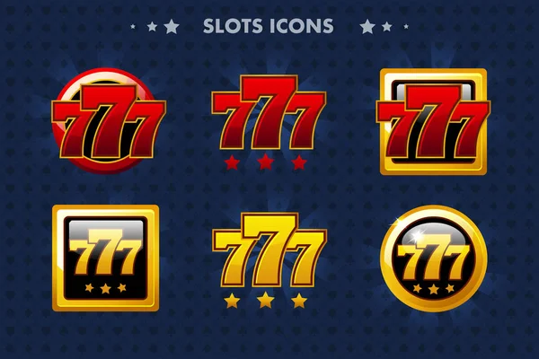 Slotów 777 ikony aplikacji, błyszczących obiektów dla aktywów gry i Gametwist — Wektor stockowy