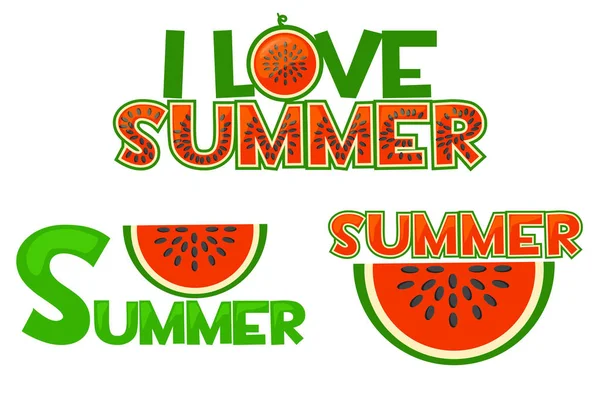 Illustration pastèque, J'aime l'été, célibataire d'été — Image vectorielle