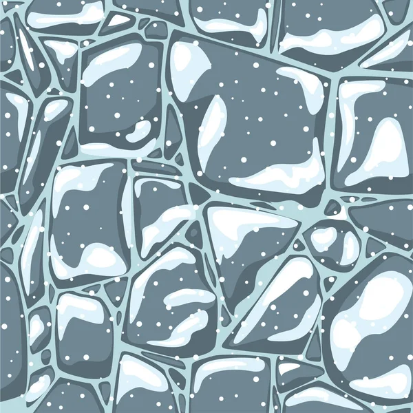 Pedra plana e textura sem costura de neve. Inverno pedra fundo — Vetor de Stock