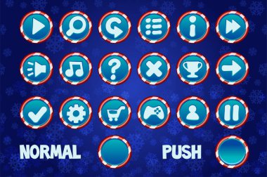 Web ve 2d Games Ui için Noel Düğmeleri Ayarla. Normal ve Çember düğmesine bas.