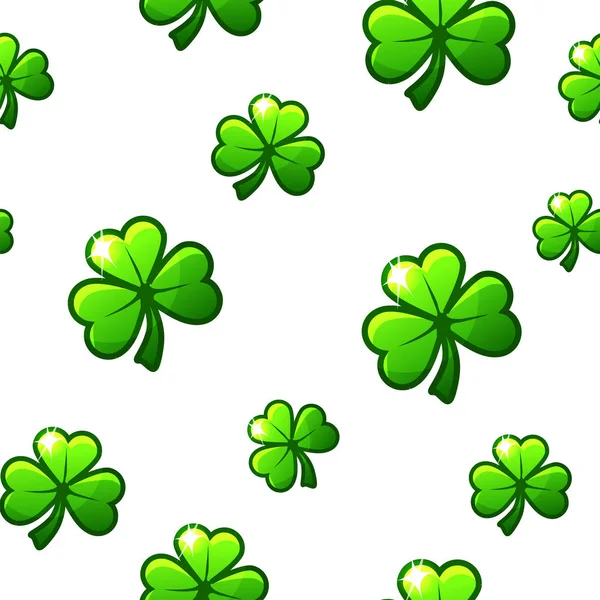 St. Patricks Giorno modello senza soluzione di continuità con trifogli verdi . — Vettoriale Stock