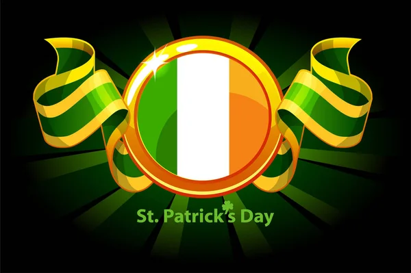 Prémio da bandeira da Irlanda para o Dia de St. Patricks . — Vetor de Stock