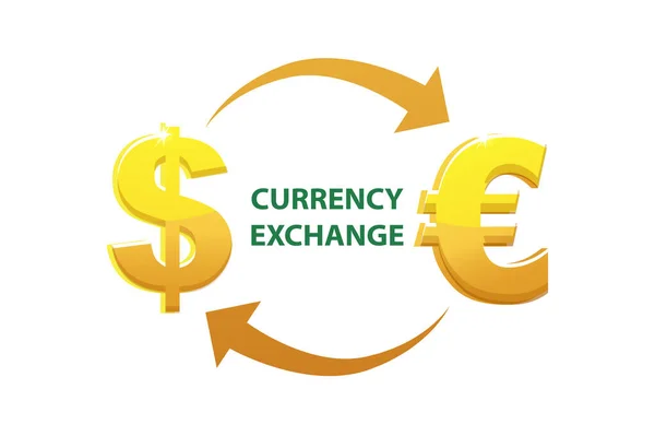Euro and dollar currency exchange and signs. — 스톡 벡터