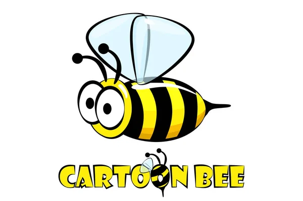 Cartoon character yellow striped bee and the inscription. — ストックベクタ