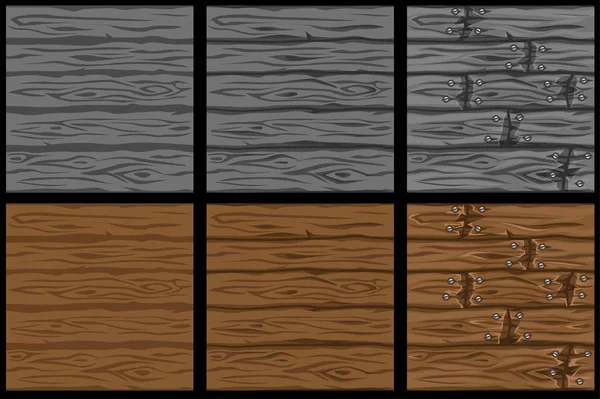 Набор бесшовных деревянных узоров в 3 шага рисунка . — стоковый вектор