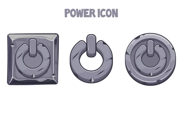 Stenen power iconen van verschillende vormen voor het menu. — Stockvector