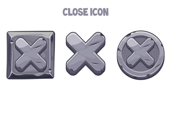 Stone gray buttons or icons close for menu. — Stock Vector