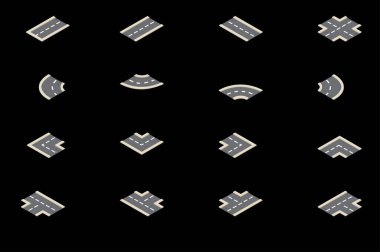 Bir yol oluşturmak için Isometric yol ve kesişim elementleri.