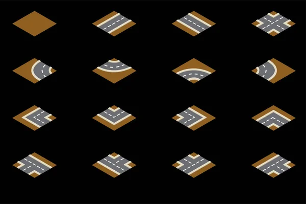 Carretera isométrica con elementos de tierra para la calle . — Archivo Imágenes Vectoriales