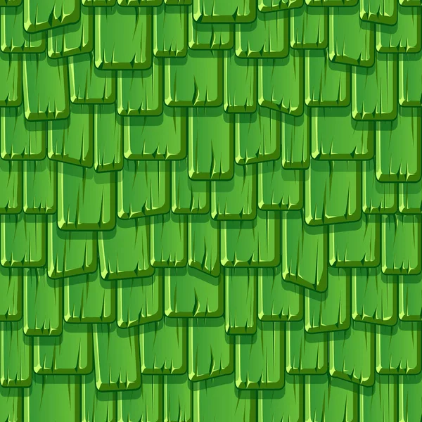 Naadloos patroon van een houten betegeld groen dak. — Stockvector