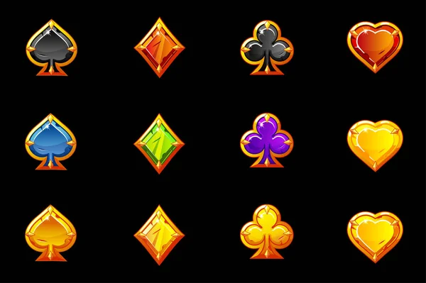 Символы ярких игральных карт разных цветов . — стоковый вектор