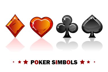 Zirve, tref, chirva ve tef, oyun kartlarının kırmızı ve siyah poker sembolleri. 