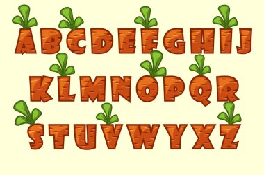  Çizgi film havucu yazı tipi. Komik dokusal kelime.