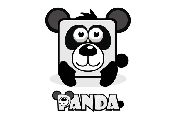 Carino Cartone Animato Quadrato Panda — Foto Stock