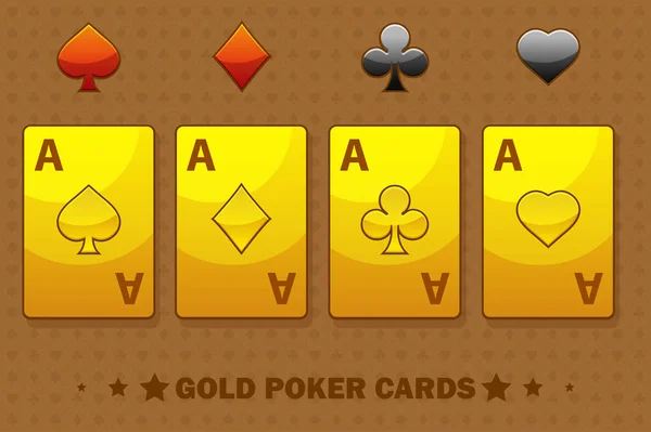 Golden Four Ace Poker Jugando Las Cartas — Foto de Stock