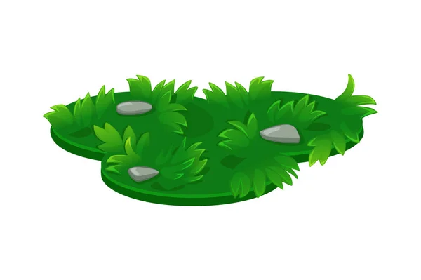 Ισομετρική πλατφόρμες, παιχνίδι νησί υφές πράσινο γρασίδι. — Διανυσματικό Αρχείο
