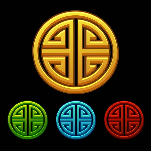 Set of icons of Chinese characters good luck four blessings. — Stock Vector