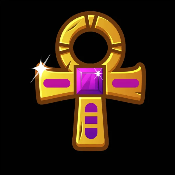 Gouden oude Egyptische ankh icoon of sleutel van het leven. — Stockvector