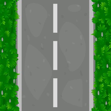 Çimenli asfalt yolun kusursuz deseni. Çimlerle kaplı çimenler boyunca desenli yollar.