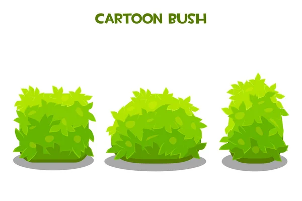 Illustration Vectorielle Jolis Buissons Verts Dessin Animé Set Buissons Isolés — Image vectorielle