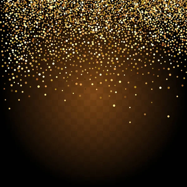 Gold confetti on a transparent background, frame of gold confetti