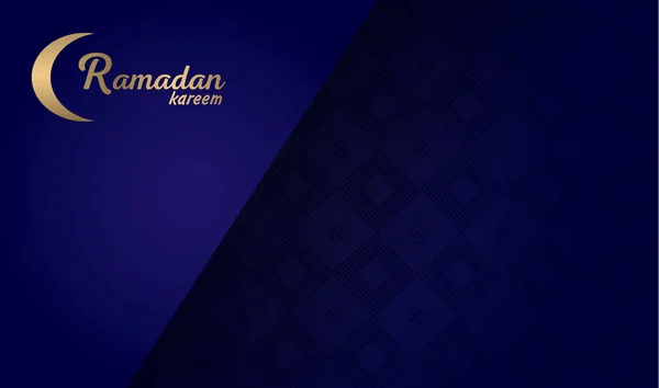 Banner de Ramadán con inscripción de oro Ramadán Kareem y patrón árabe negro. Ilustración vectorial . — Vector de stock