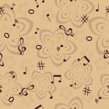 müzik notlar ve çiçekler sorunsuz arka plan