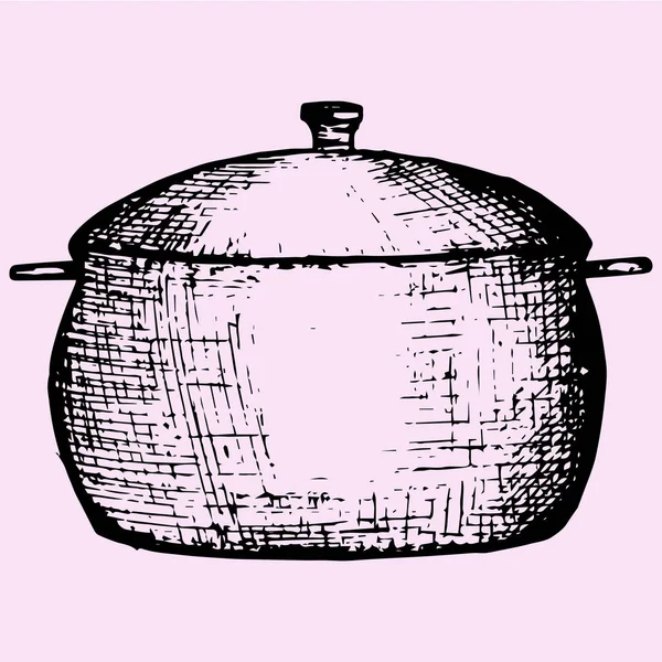 Olla de cocina, estilo garabato — Archivo Imágenes Vectoriales