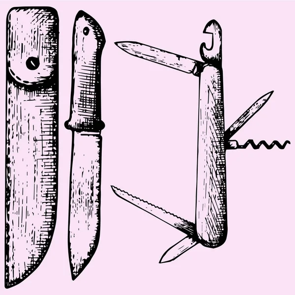 Multipurpose swiss fällbar kniv hölster — Stock vektor