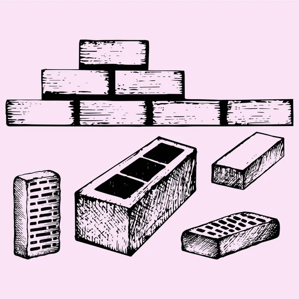 Набор кирпичей, шлакоблок — стоковый вектор