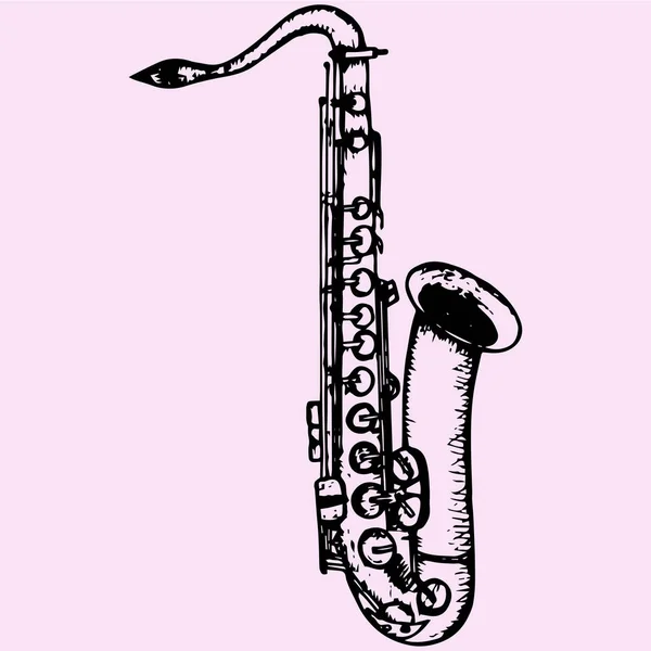 Estilo clássico saxofone doodle — Vetor de Stock