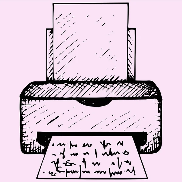 Skrivare med papper — Stock vektor