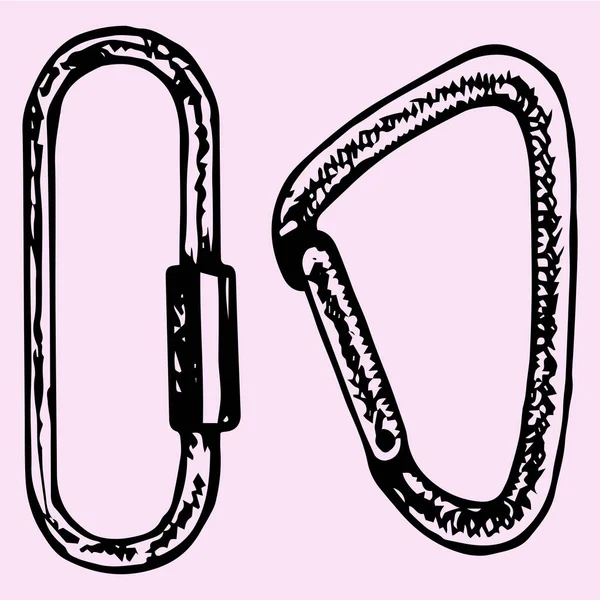 Climbing carabiner doodle style — Stock Vector