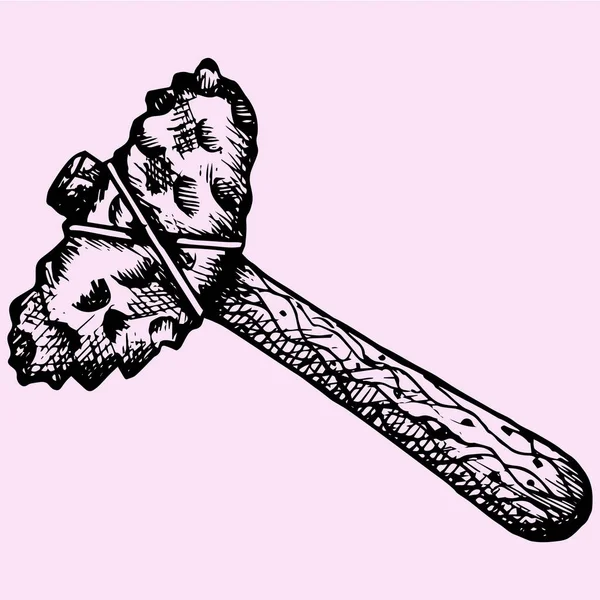 Ancient stone axe Primitive hammer — Stock Vector