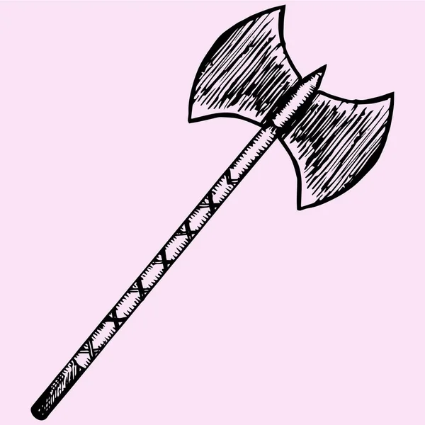 Két penge battle axe alabárd — Stock Vector