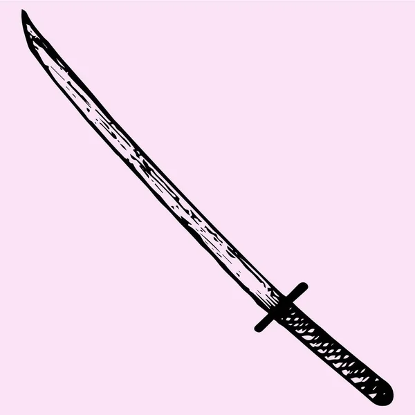 Katana Schwerter Doodle Stil — Stockvektor