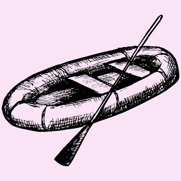 Φουσκωτό σκάφος doodle στυλ — Διανυσματικό Αρχείο