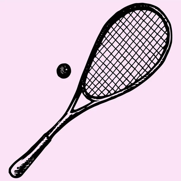 Raquette de squash, balle — Image vectorielle