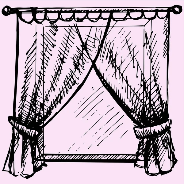 Marco de ventana con cortina — Vector de stock