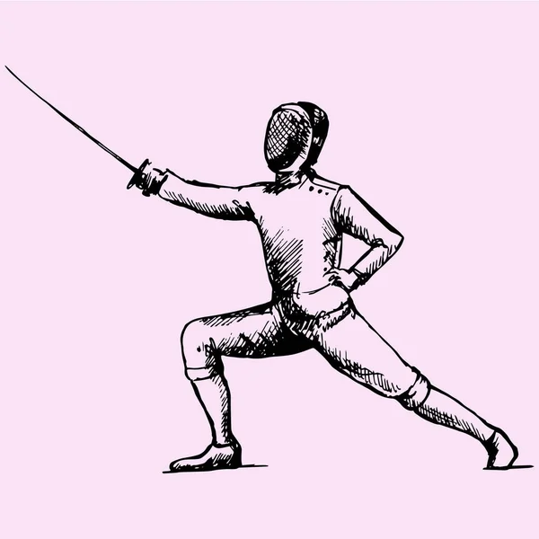 Фехтовальщик каракули — стоковый вектор