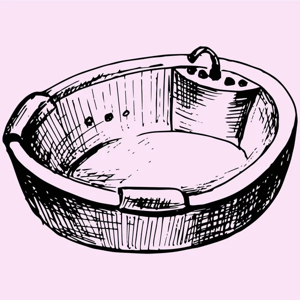 现代的按摩浴缸的涂鸦风格 — 图库矢量图片