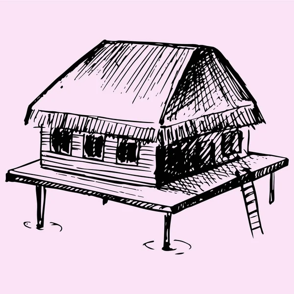 Bungalow doodle style — Stock Illustration Bungalow doodle style Stock Illustration