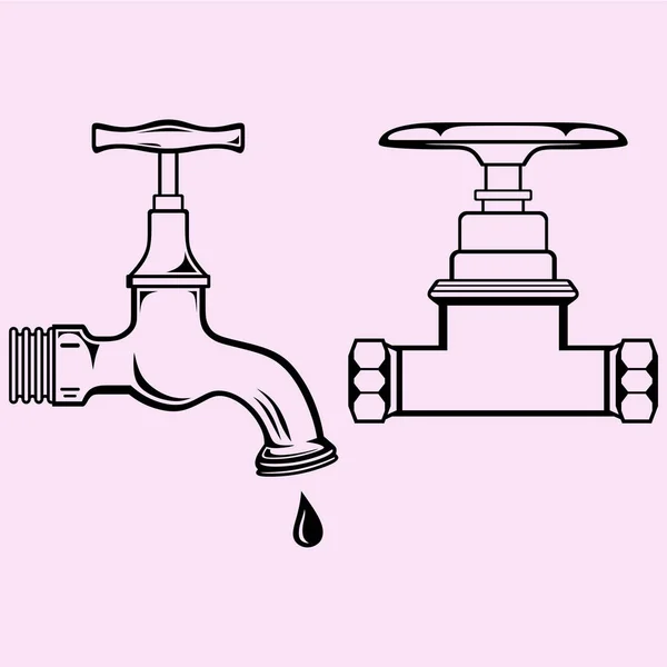 Silhouette du robinet d'eau — Image vectorielle
