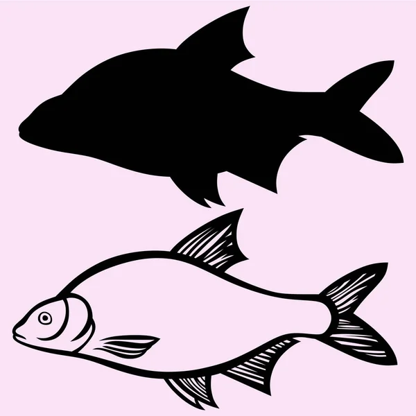 Silueta vector de peces — Vector de stock