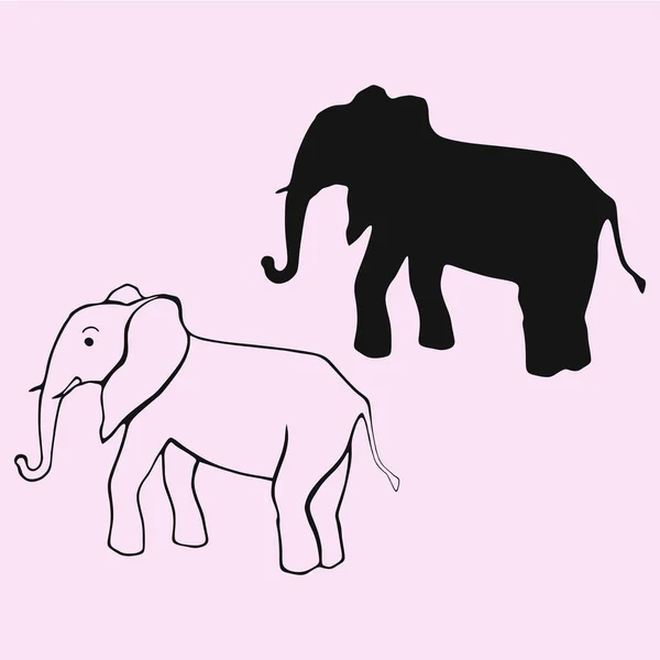 Olifant Silhouet Geïsoleerd Achtergrond — Stockvector