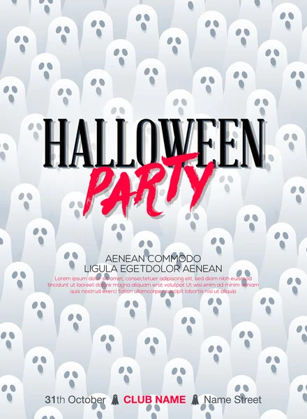 Halloween Party Poster mit Katzen. Geister, die dich beobachten. Vektorillustration — Stockvektor